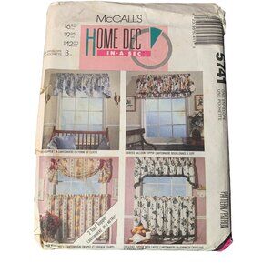 McCall's Home Dec In A Sec Pattern 5741 Window Treatments Curtains uncut